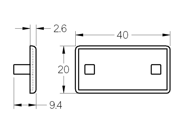 Abdeckkappe 40x20 mm, für Aluprofil der Baureihe 6